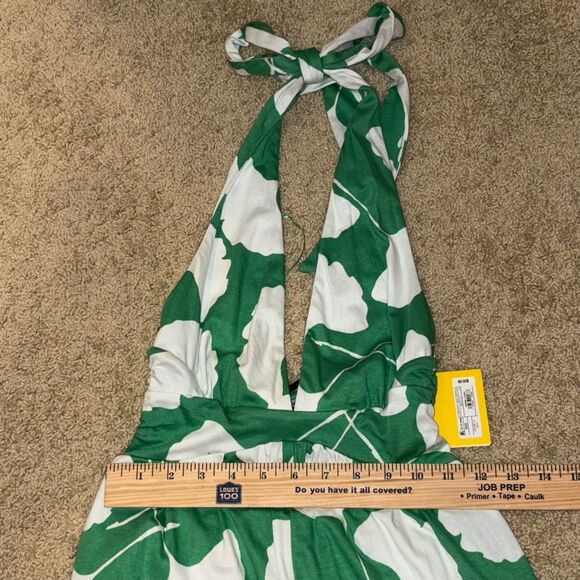 Diane Von Furstenberg DVF x‎ Target green tropical halter top jumpsuit size XXS - Picture 3 of 8